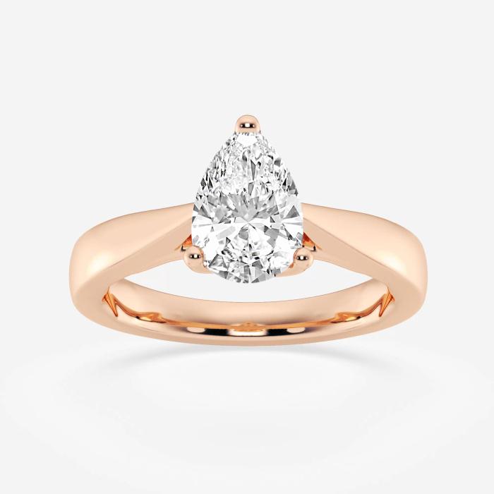 Certified 1 1/2 ctw Pear Diamond Floral Solitaire Engagement Ring 14K Rose Gold (1 of 2)