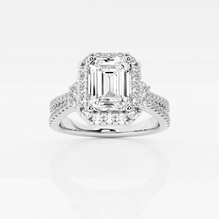 Certified 2 2/3 ctw Emerald Diamond Oval Side Stones Halo Engagement Ring Platinum (1 of 2)