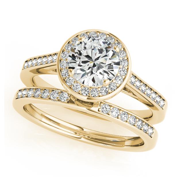 Certified 1.55 CTW Diamond Engagement Ring SET 18K Yellow Gold (1 of 2)