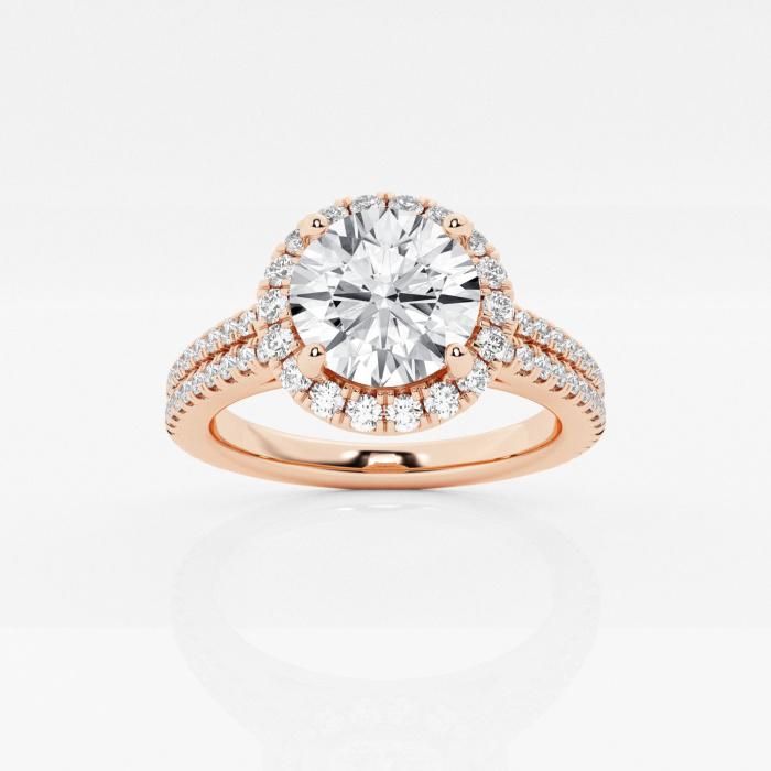 Certified 2 2/3 ctw Round Diamond Double Row Halo Engagement Ring 14K Rose Gold (1 of 2)