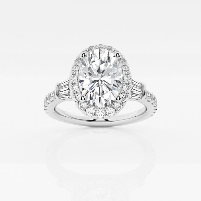 Certified 1 5/8 ctw Oval Diamond Double Baguette Halo Engagement Ring 14K White Gold (1 of 2)