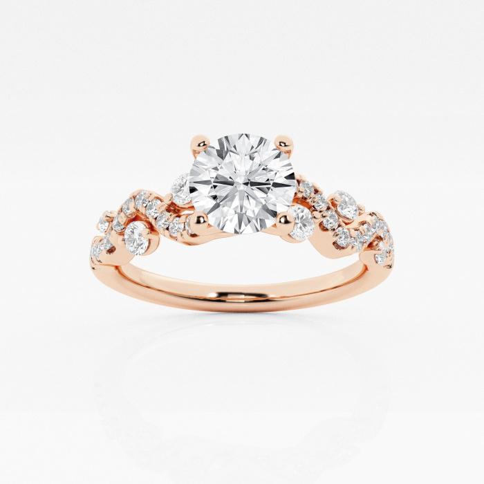 Certified 1 3/8 ctw Round Diamond Intertwined Engagement Ring 14K Rose Gold (1 of 2)