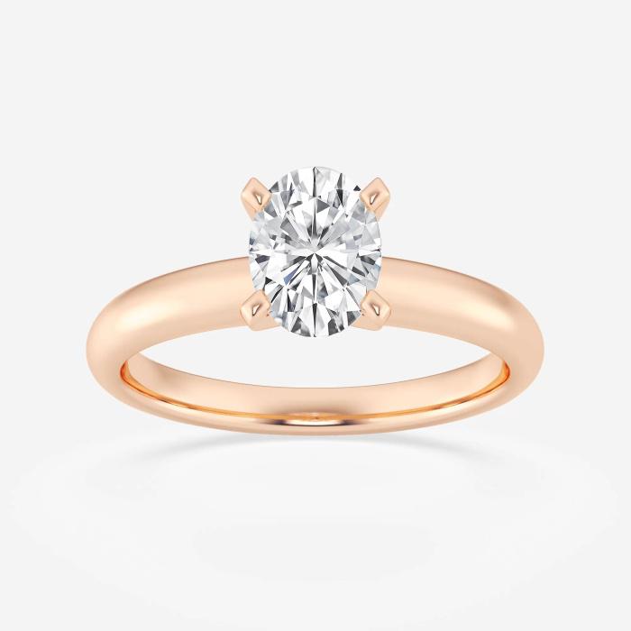Certified 1 ctw Oval Diamond Classic Solitaire Engagement Ring 14K Rose Gold (1 of 2)