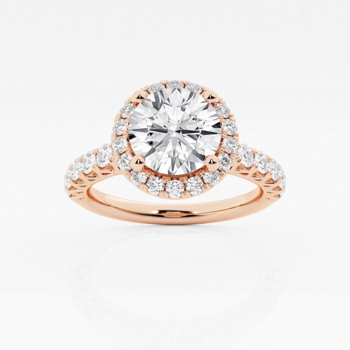 Certified 2 1/2 ctw Round Diamond Halo Engagement Ring 14K Rose Gold (1 of 2)