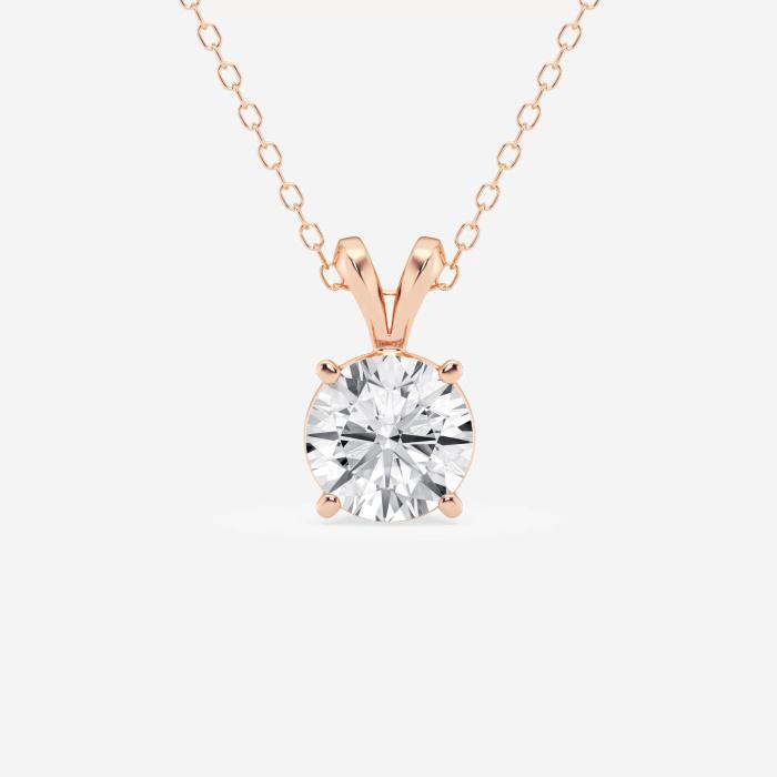 Certified 1 1/2 ctw Round Diamond Split Bail Solitaire Pendant with Adjustable Chain 14K Rose Gold (1 of 4)