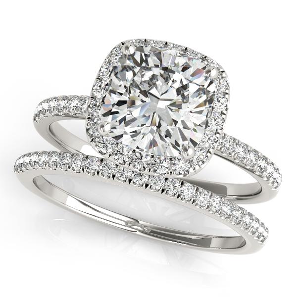 Certified 1.9 CTW Diamond Engagement Ring SET 18K White Gold (1 of 2)