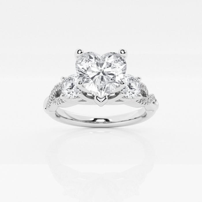 Certified 2 5/8 ctw Heart Diamond Swirl Engagement Ring 14K White Gold (1 of 2)