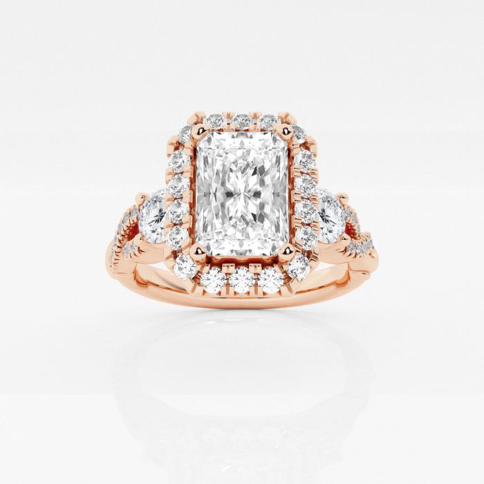 Certified 2 1/3 ctw Radiant Diamond Swirl Halo Engagement Ring 14K Rose Gold (1 of 2)