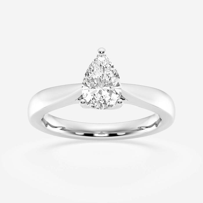 Certified 1 ctw Pear Diamond Floral Solitaire Engagement Ring Platinum (1 of 2)