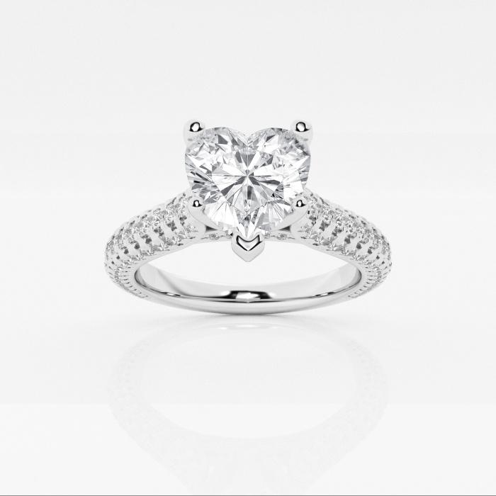 Certified 1 3/4 ctw Heart Diamond Pave Engagement Ring 14K White Gold (1 of 2)