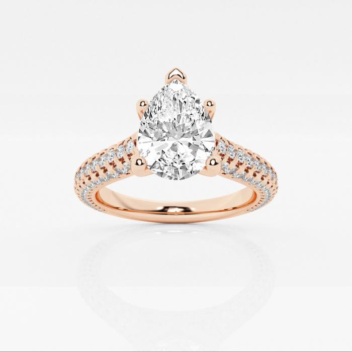 Certified 2 3/4 ctw Pear Diamond Pave Engagement Ring 14K Rose Gold (1 of 2)