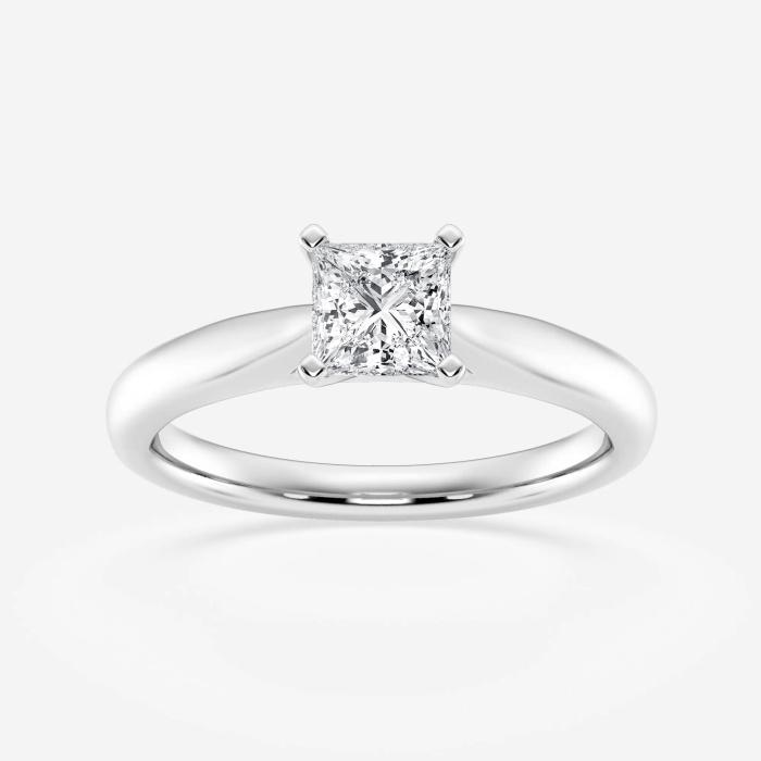 Certified 1/2 ctw Princess Diamond Cathedral Solitaire Engagement Ring 14K White Gold (1 of 2)
