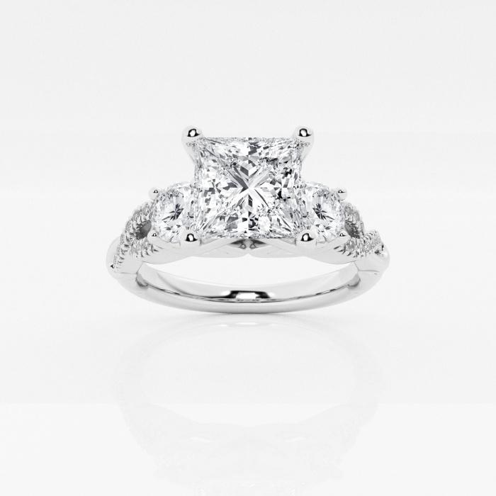 Certified 1 1/2 ctw Princess Diamond Swirl Engagement Ring 14K White Gold (1 of 2)