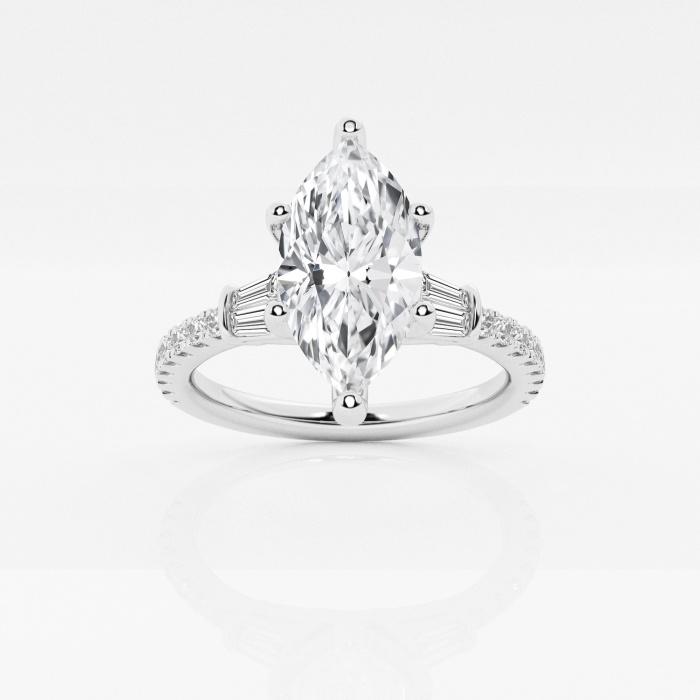 Certified 2 1/2 ctw Marquise Diamond Engagement Ring with Double Baguette Side Accents Platinum (1 of 2)