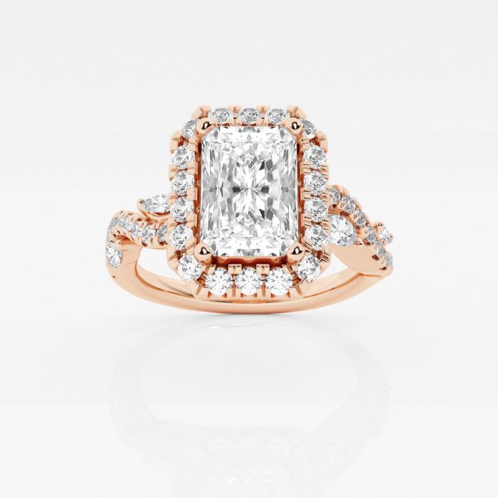 Certified 1 1/2 ctw Radiant Diamond Marquise Vine Halo Engagement Ring 14K Rose Gold (1 of 2)