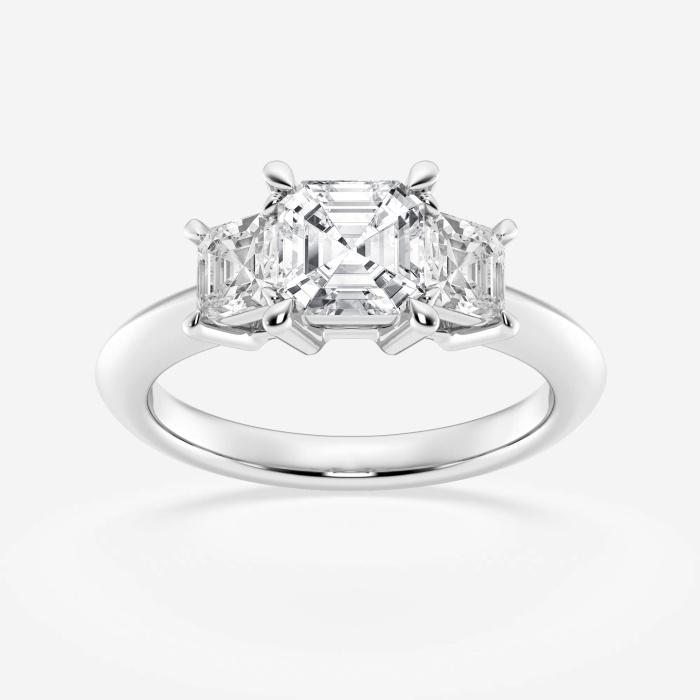 Certified 2 ctw Asscher Diamond Three Stone Engagement Ring Platinum (1 of 2)