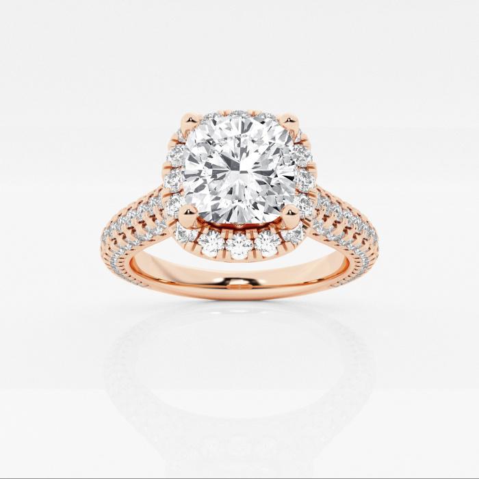 Certified 2 ctw Cushion Diamond Pave Halo Engagement Ring 14K Rose Gold (1 of 2)