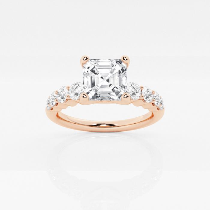 Certified 2 ctw Asscher Diamond Graduated Engagement Ring 14K Rose Gold (1 of 2)
