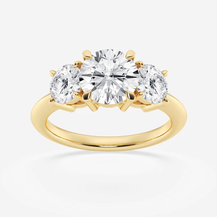 Certified 3 ctw Round Diamond Three Stone Engagement Ring 18K Yellow Gold (1 of 2)