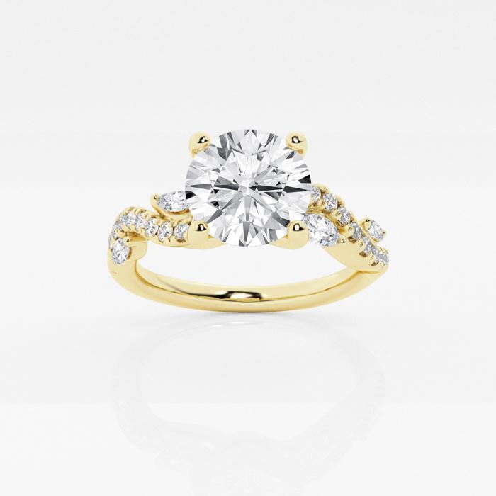 Certified 1 3/8 ctw Round Diamond Marquise Vine Engagement Ring 14K Yellow Gold (1 of 2)