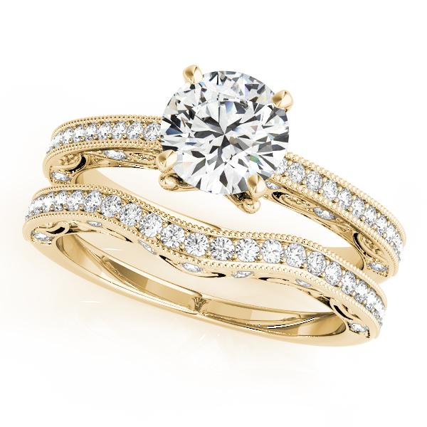 Certified 1.9 CTW Diamond Engagement Ring SET 18K Yellow Gold (1 of 2)