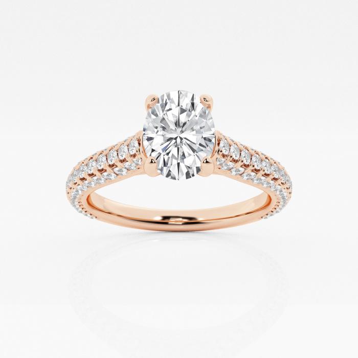Certified 1 3/4 ctw Oval Diamond Pave Engagement Ring 14K Rose Gold (1 of 2)