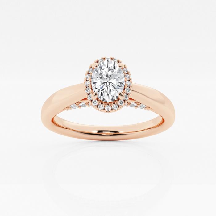 Certified 5/8 ctw Oval Diamond Halo Engagement Ring 14K Rose Gold (1 of 2)