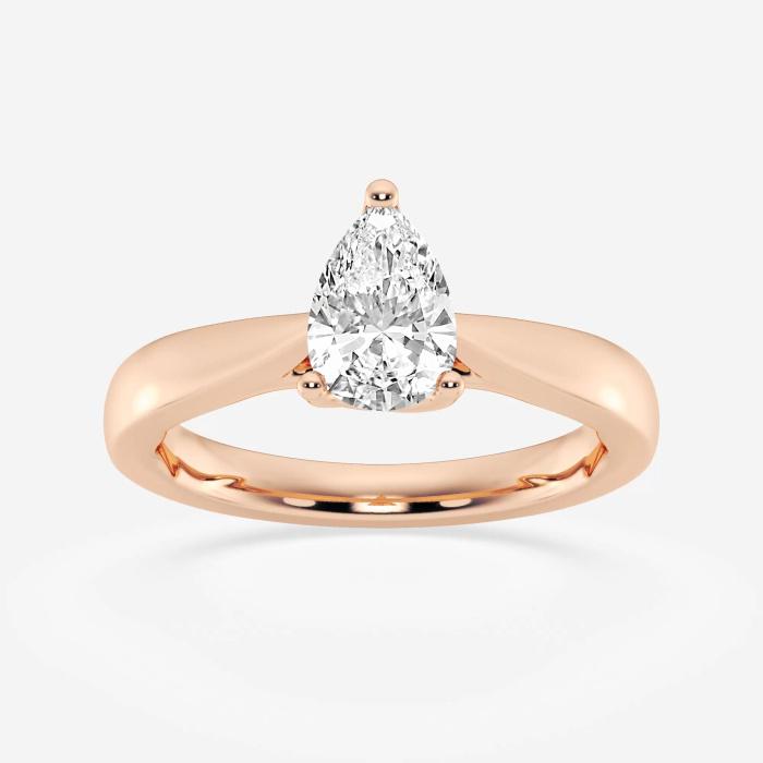 Certified 1 ctw Pear Diamond Floral Solitaire Engagement Ring 14K Rose Gold (1 of 2)