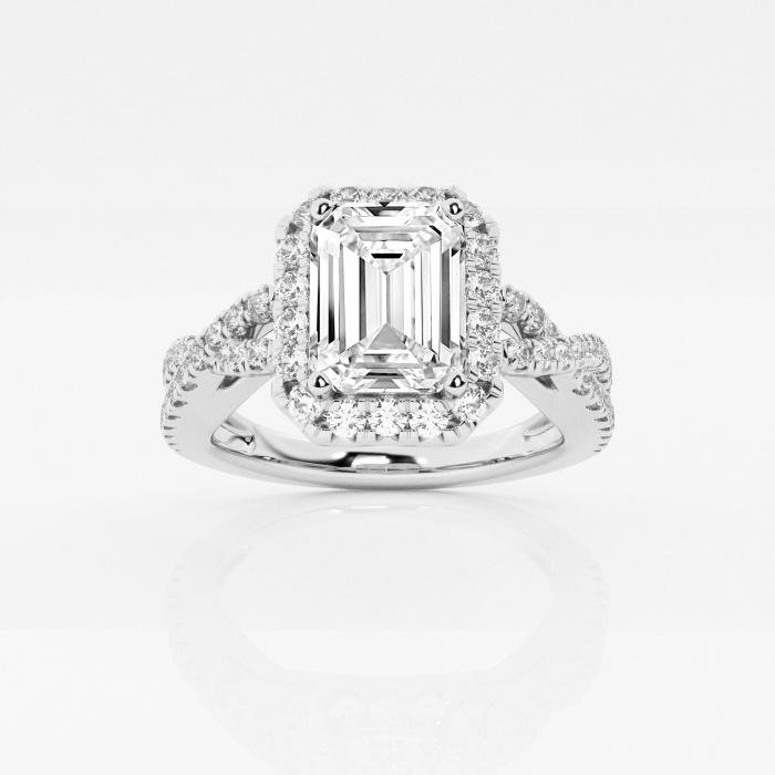 Certified 2 5/8 ctw Emerald Diamond Crossover Halo Engagement Ring 14K White Gold (1 of 2)