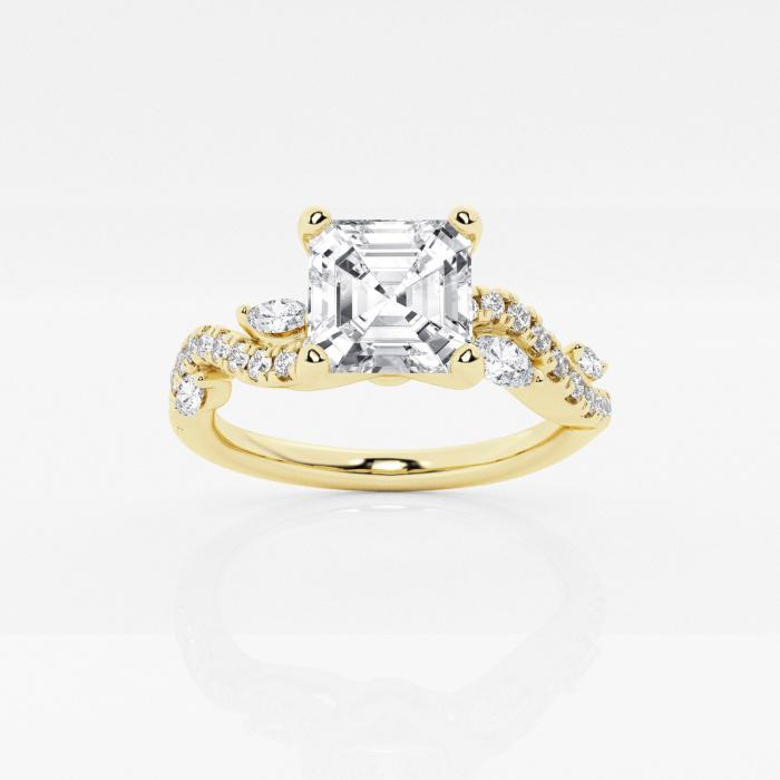 Certified 1 3/8 ctw Asscher Diamond Marquise Vine Engagement Ring 14K Yellow Gold (1 of 2)