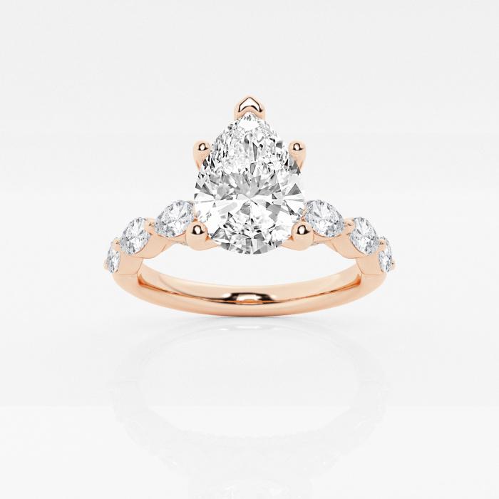 Certified 2 1/2 ctw Pear Diamond Engagement Ring with Floating Marquise Side Accents 14K Rose Gold (1 of 2)