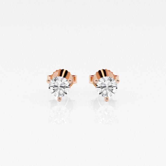 Certified 1/2 ctw Round G-H Diamond 3-Prong Martini Solitaire Stud Earrings 14K Rose Gold (1 of 3)
