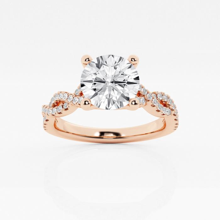 Certified 2 1/4 ctw Round Diamond Twist Engagement Ring 14K Rose Gold (1 of 2)