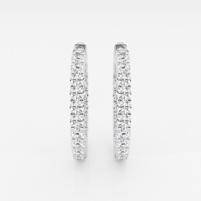 Certified 3 ctw Round Diamond Inside Out Hoop Earrings 14K White Gold (1 of 3)