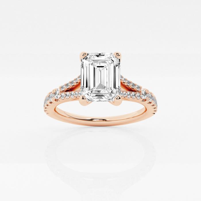 Certified 2 1/3 ctw Emerald Diamond Split Shank Engagement Ring 14K Rose Gold (1 of 2)