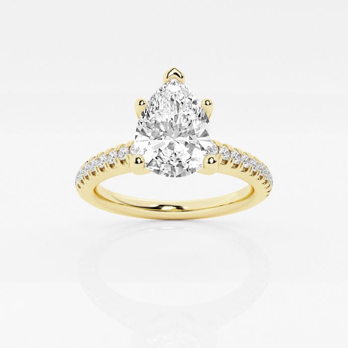 Certified 1 3/4 ctw Pear Diamond Engagement Ring with V-Prong Side Accents 14K Yellow Gold (1 of 2)