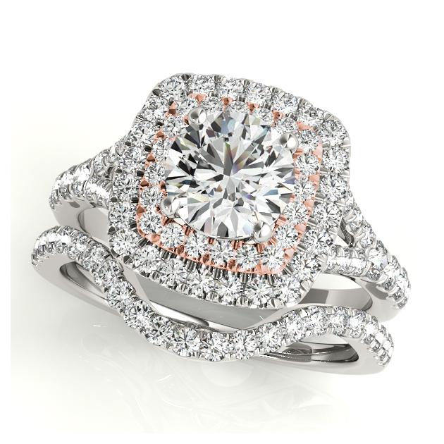 Certified 2.5 CTW Diamond Engagement Ring SET 18K Rose Gold (1 of 2)