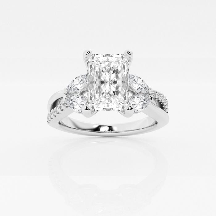 Certified 1 1/3 ctw Radiant Diamond Flower Petal Engagement Ring Platinum (1 of 2)