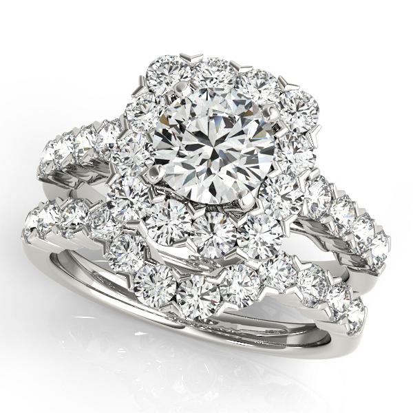 Certified 2.95 CTW Diamond Engagement Ring SET 18K White Gold (1 of 2)