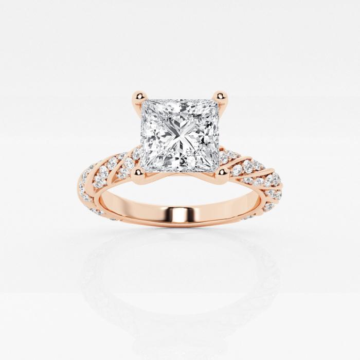 Certified 2 2/5 ctw Princess Diamond Ribbon Engagement Ring 14K Rose Gold (1 of 2)