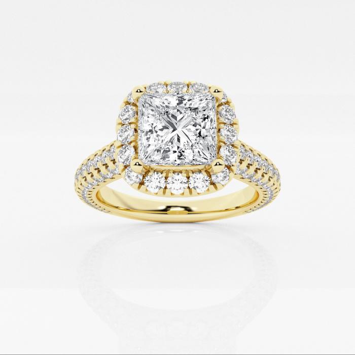 Certified 2 ctw Princess Diamond Pave Halo Engagement Ring 14K Yellow Gold (1 of 2)