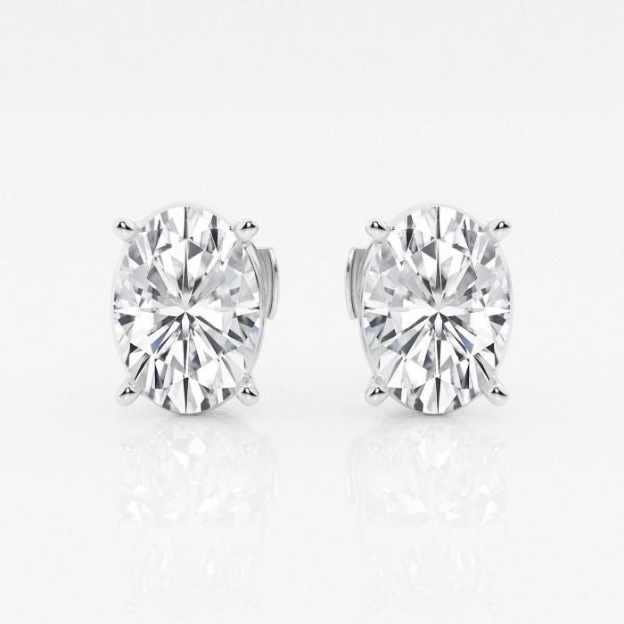 Certified 4 ctw Oval Diamond Solitaire Stud Earrings 14K White Gold (1 of 3)