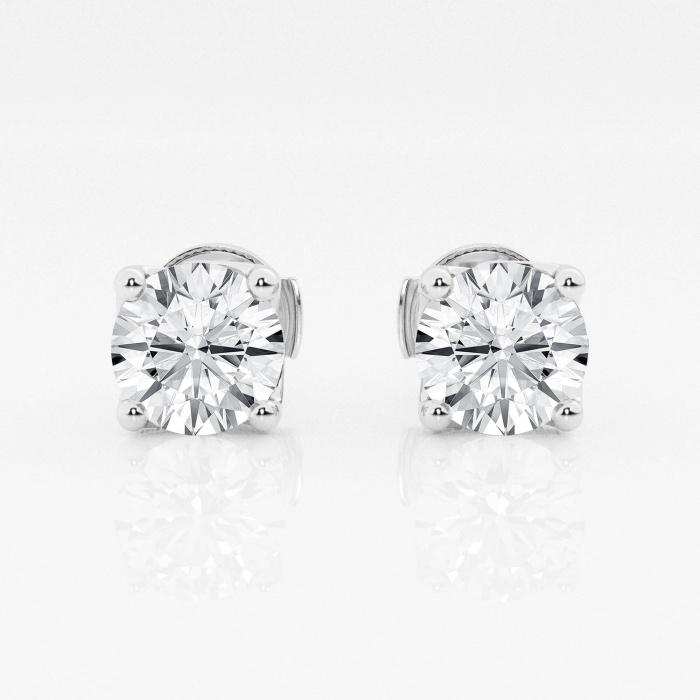 Certified 3 ctw Round G-H Diamond Twisted Floral Solitaire Stud Earrings 14K White Gold (1 of 3)