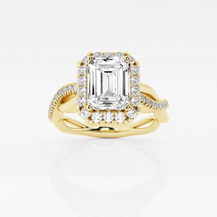 Certified 1 ctw Emerald Diamond Intertwined Halo Engagement Ring 14K Yellow Gold (1 of 2)