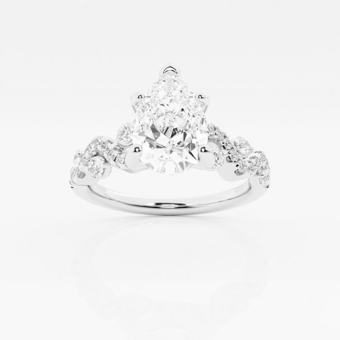 Certified 2 3/8 ctw Pear Diamond Intertwined Engagement Ring 14K White Gold (1 of 2)
