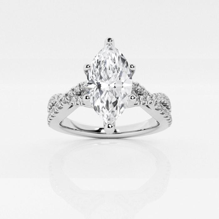 Certified 1 ctw Marquise Diamond Crossover Engagement Ring 14K White Gold (1 of 2)