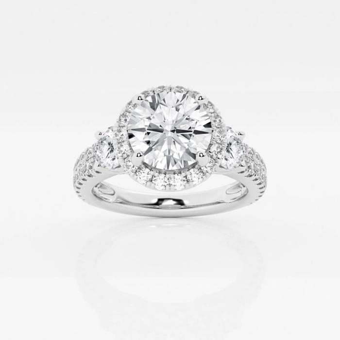 Certified 2 1/8 ctw Round Diamond Double Row Side Stones Halo Engagement Ring Platinum (1 of 2)