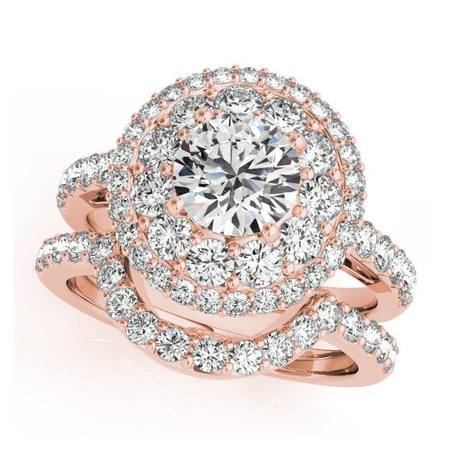Certified 3 CTW Diamond Engagement Ring SET 18K Rose Gold (1 of 2)