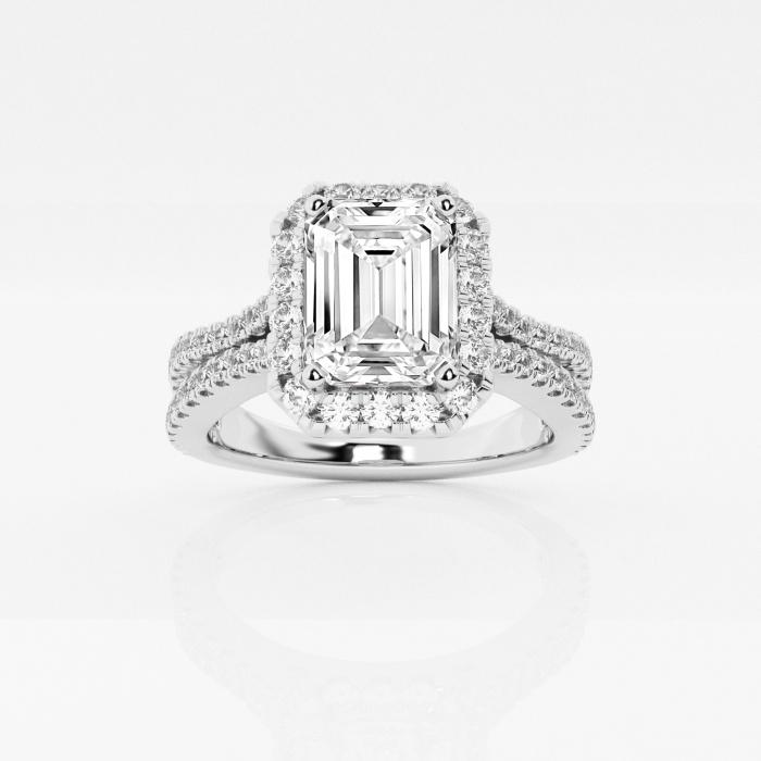 Certified 2 5/8 ctw Emerald Diamond Wave Halo Engagement Ring 14K White Gold (1 of 2)