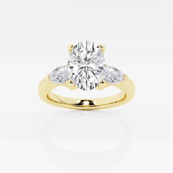 Certified 2 2/3 ctw Oval Diamond Engagement Ring with Pear Side Accents 14K Yellow Gold (1 of 2)